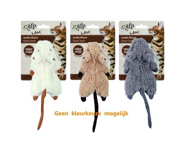 Afp jumbo muis crinkle lamswol met catnip assorti