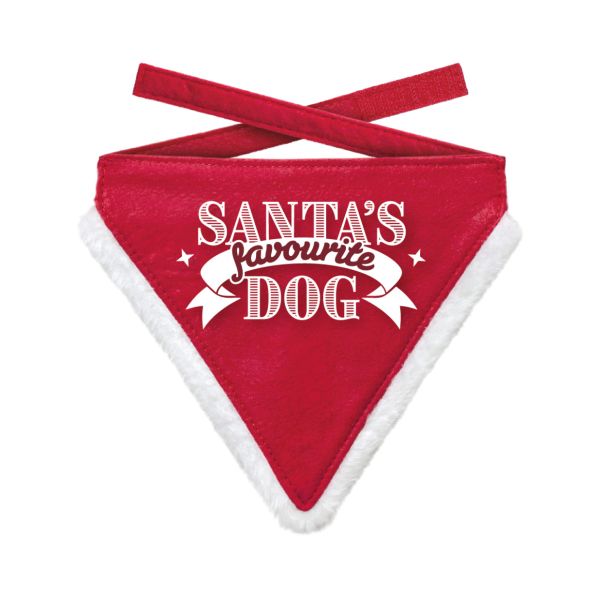 Plenty gifts kerst bandana santa's favourite dog rood